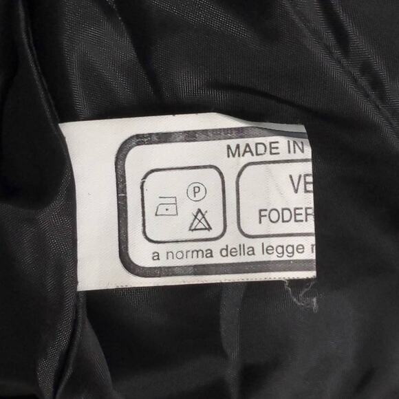 Schegge Womens Blazer Jacket Black Leather Buttons Pockets Half Belt Italy 48 - Picture 8 of 10